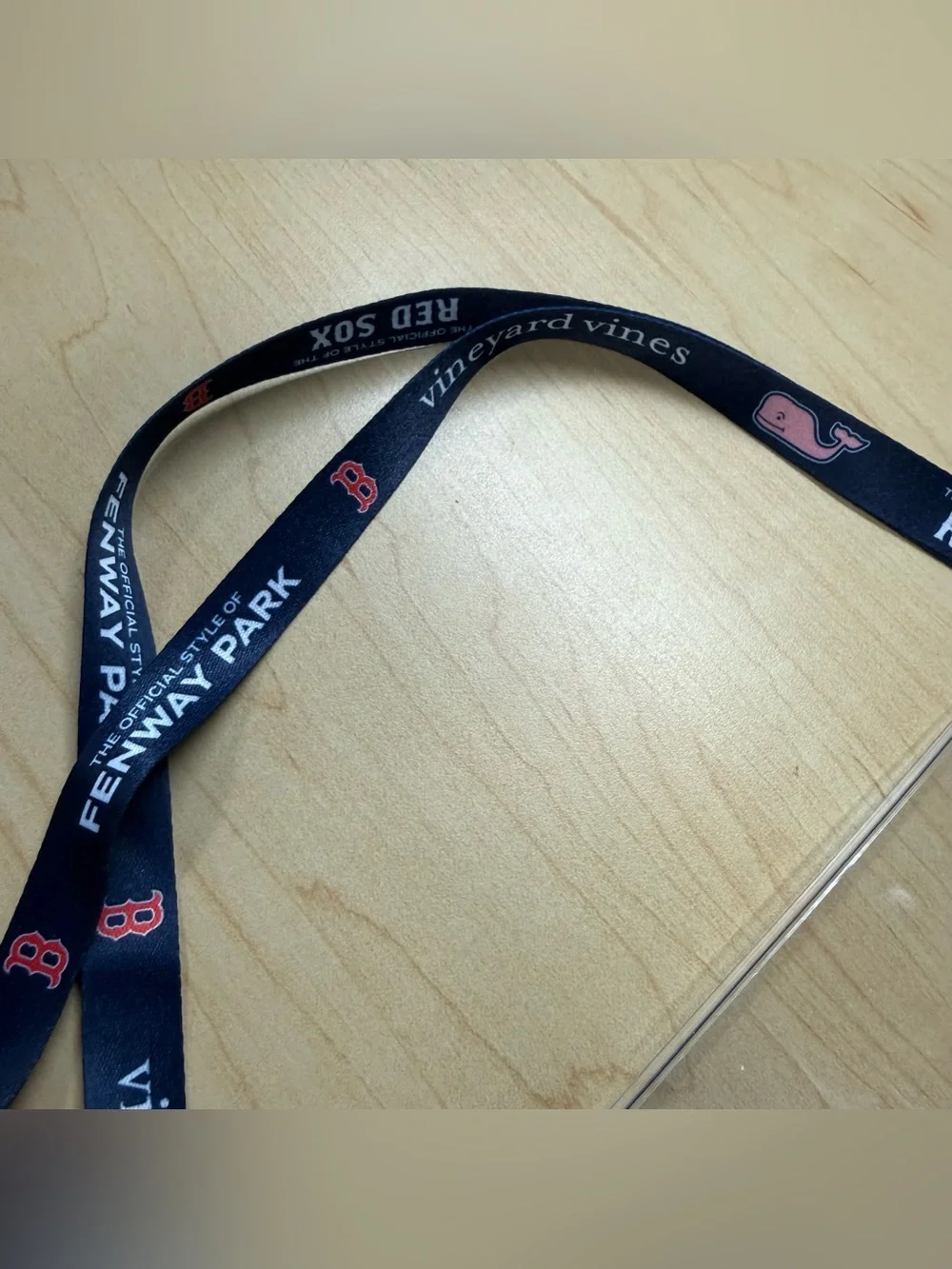 Red Sox - Vineyard Vines Navy and Pink Lanyard and Ticket Holder Tag